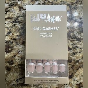 Red Aspen French Tip Nail Dashes